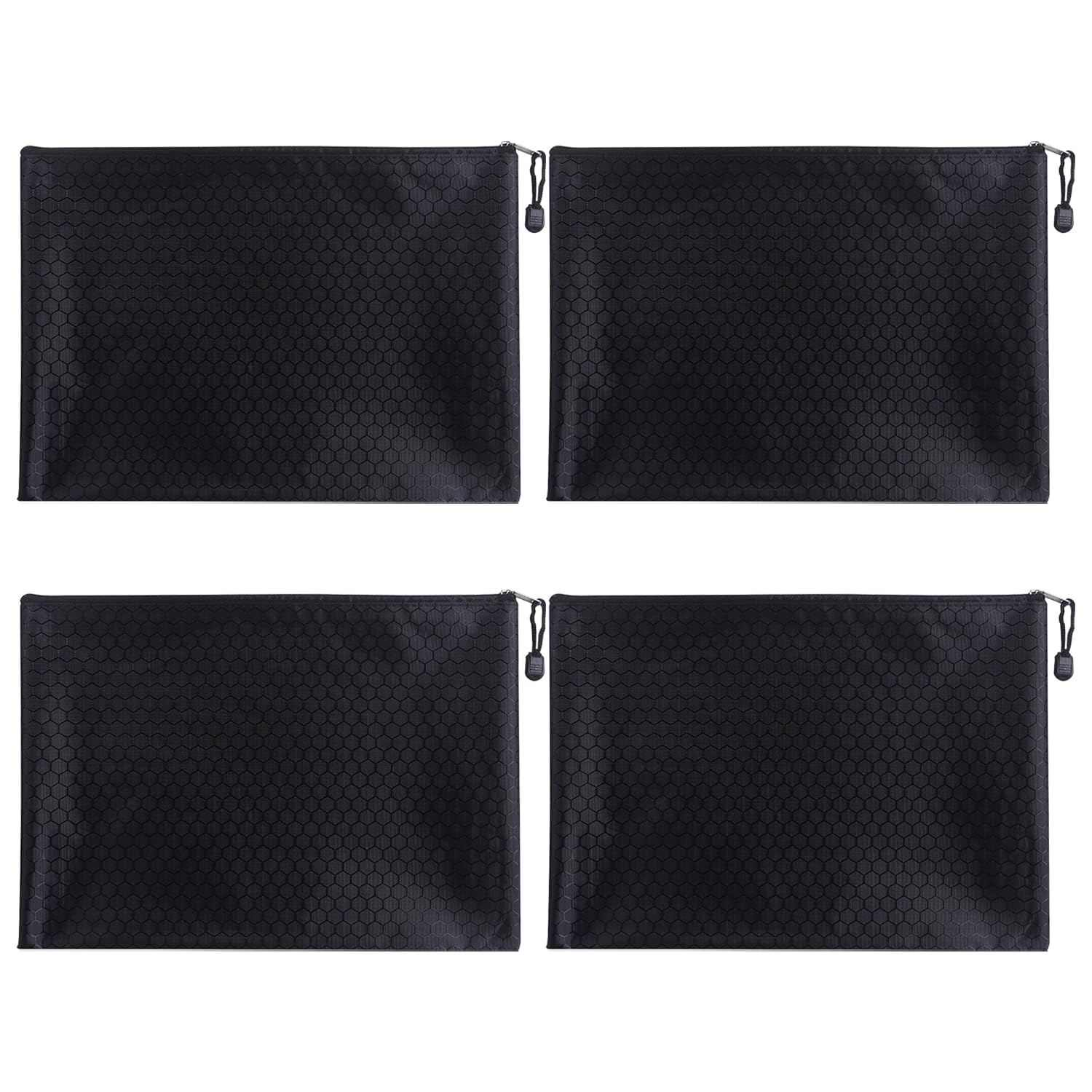 WUFGWBD 4-Piece Striped A5 Document Bag, Black, Waterproof, Dustproof, Durable