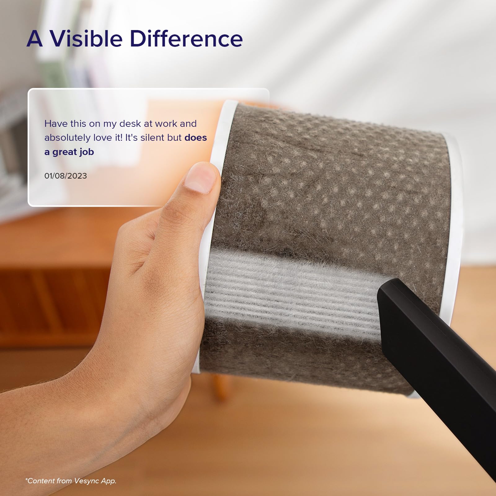 LEVOIT Air Purifiers for Bedroom Home, 3-in-1 Filter Cleaner with Fragrance Sponge for Better Sleep, Filters Smoke, Allergies, Pet Dander, Odor, Dust, Office, Desktop, Portable, Core Mini-P, White - Image 5