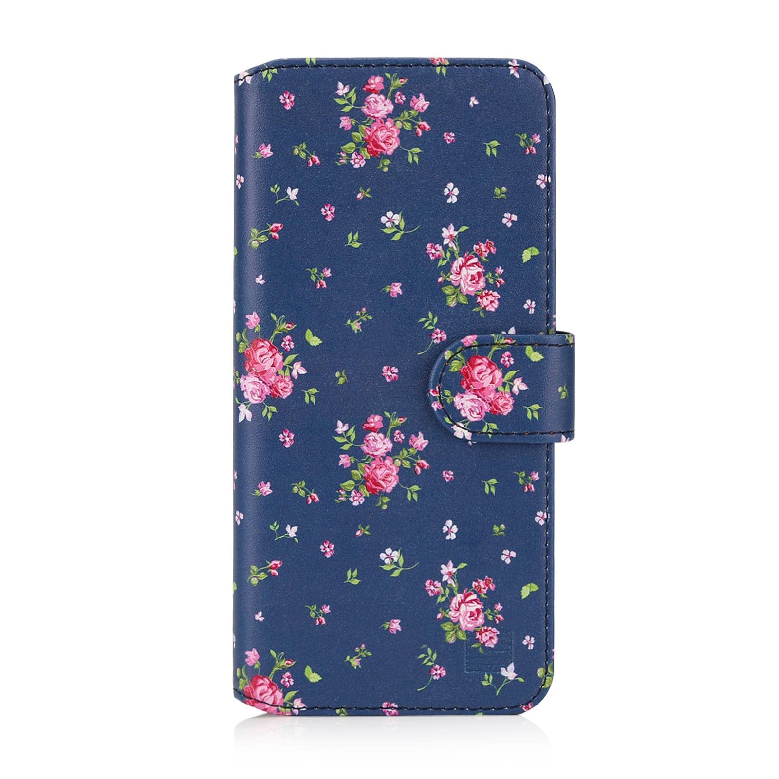 32nd Floral Series 2.0 - Design PU Leather Book Wallet Case Cover for Samsung Galaxy A40 (2019), Designer Flower Pattern Wallet Style Flip Case With Card Slots - Vintage Rose Indigo
