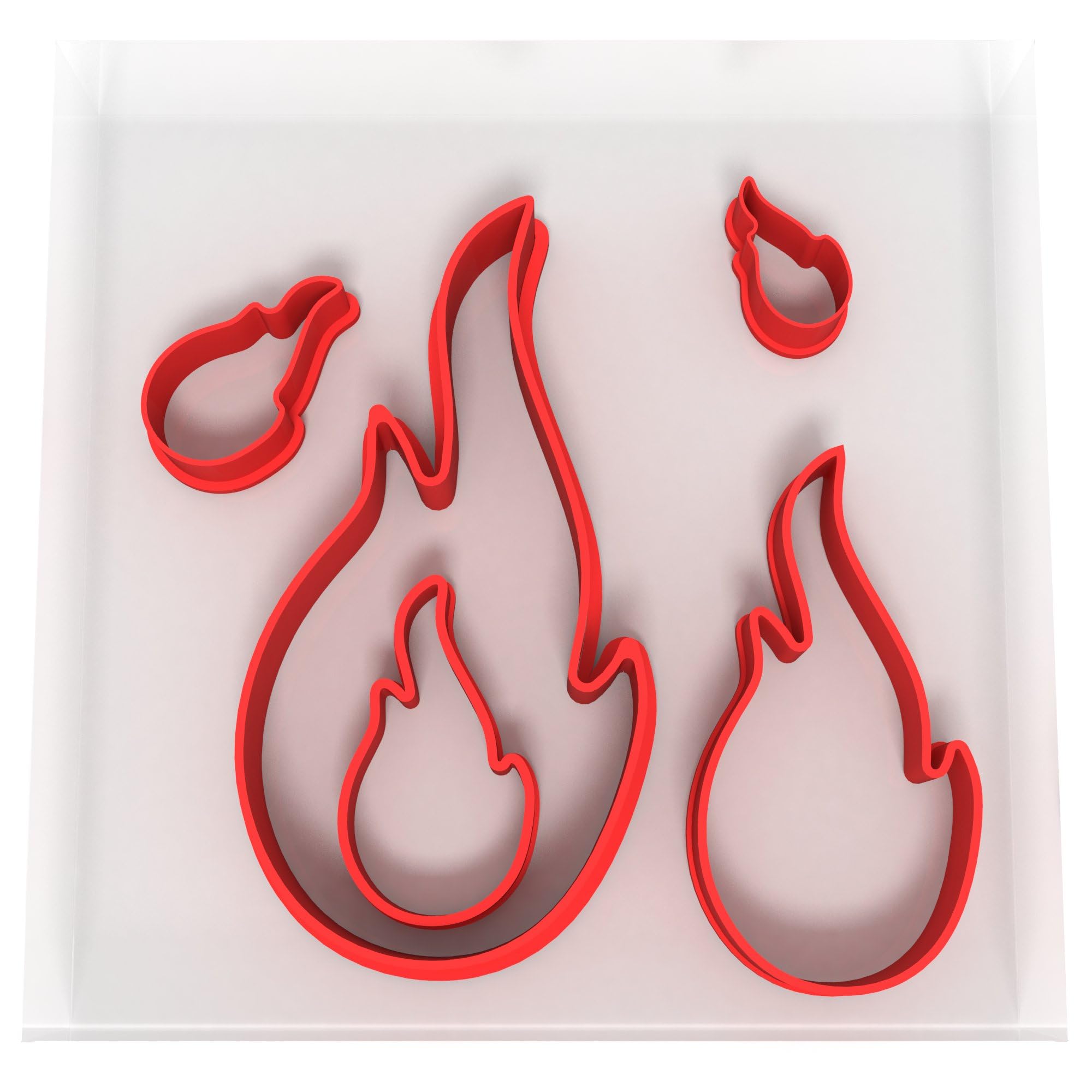 Custom Cutters Flame Shaped Cutters | Set of 5 Plastic Cutter for Baking, Fondant, Clay, Pastry, Icing, Jewellery (1.5/2/3/5/8CM)