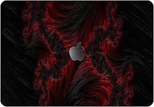 Vonna Vinyl Decal Skin for Apple MacBook Pro 16" 2019 Pro 13" 2020 Retina 15" Air 13" 2018 Mac Air 11" Mac 12 Lava Texture Black Red Laptop Protective Fractal Art Abstract Sticker Print Cover t0017