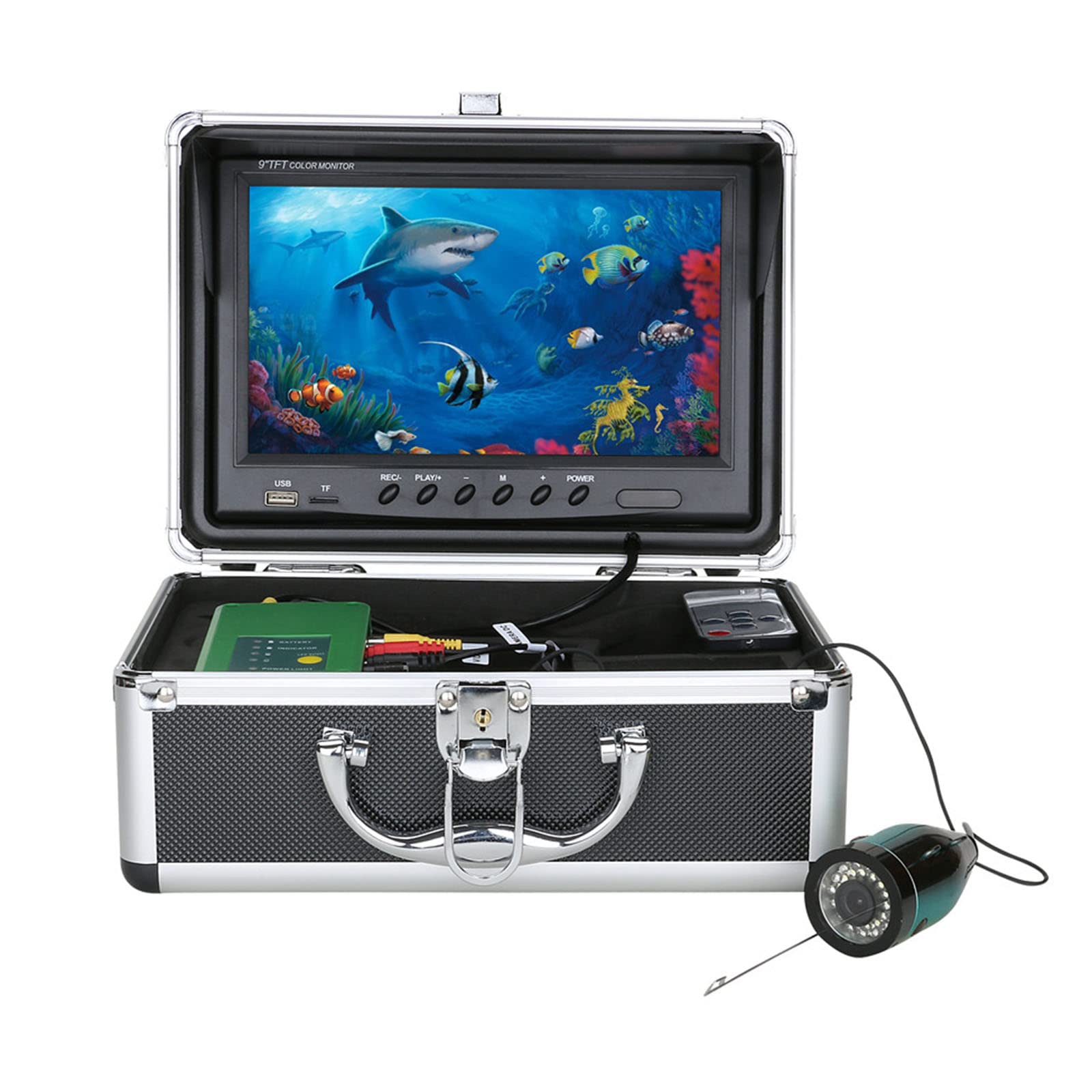 DVR Underwater Fishing Camera 7 inch LCD Monitor HD 1080P Fish Finder Waterproof Camera Kit 15m Camera For Fishing for Ice,Lake and Boat Fishing 16GB (15M, 9 inch)