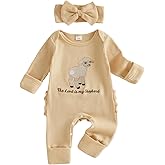 allshope Infant Baby Girl Fall Outfit Romper Ribbed Embroidery Jumpsuit Long Sleeve Bodysuit Cute Newborn Clothes
