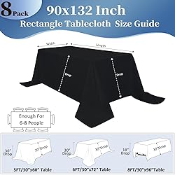 8 Pack Black Tablecloths 90x132 Inch Table Cloths