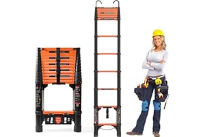 ASPERLAD Telescoping Ladder, 12.5FT Extension Ladder，One-Step Collapsible, Aluminum Ladder for RV Home Outdoor, 330lbs Max Capacity