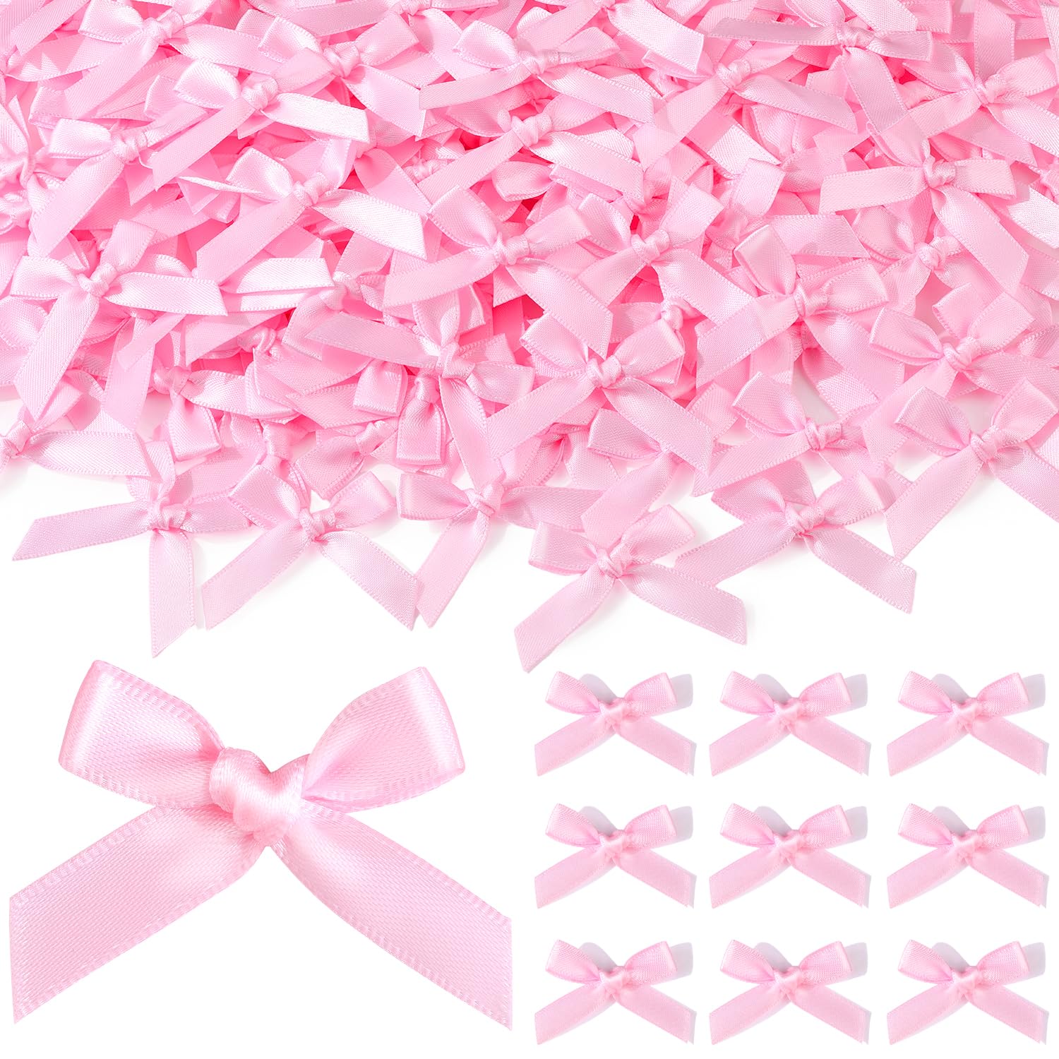 Photo 1 of 150PCS Tinkrstuff Pink Mini Bows for Crafts, 1.5*2 inch Fabric Small Bows for Crafting Decoration,Satin Ribbon Tiny Bow for Clothes Ornament, Cute Accessories DIY Embellishments for Crafts,Gifts,Party