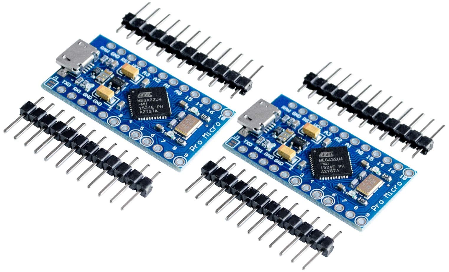 TECNOIOT 2pcs Pro Micro ATmega32U4 5 V/16MHz Module with Pin Header for arduino Leonardo