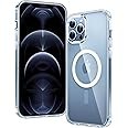 FNTCASE for iPhone 12 Pro-Max Case: Strong Magnetic Anti-Yellowing Slim Clear Case | Military Grade Protective & Shockproof Rugged Drop Protection Thin Shell Transparent Cell Phone Cover(Clear)