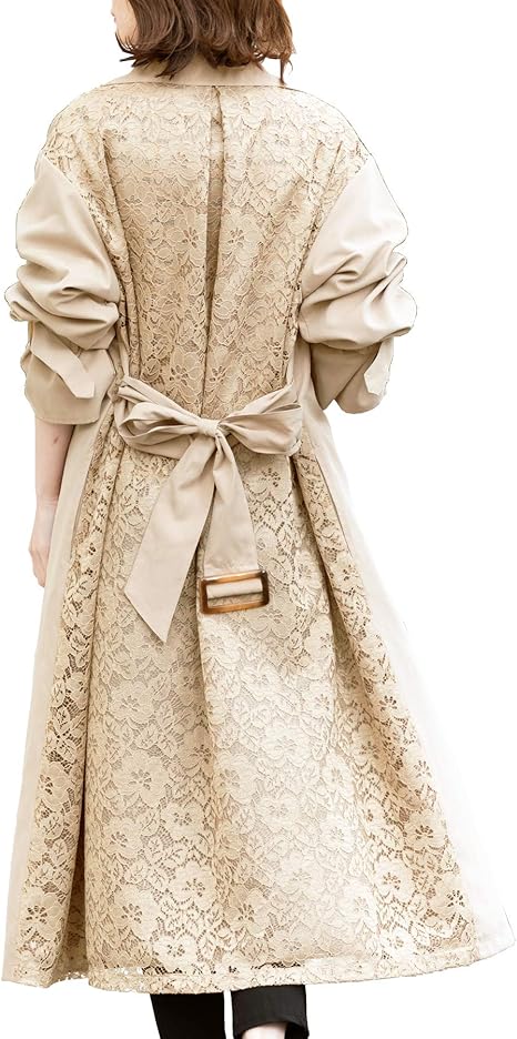 ミリアンデニ レディース アウター バックレース トレンチコート スプリングコート コート ジャケット 通販 Amazon