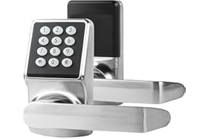 Cielsa Dawn Electronic Door Lock with Door Handle,Keypad Door Lock with Handle,Smart Locks for Front Door Keyless Entry Digital Knob with Code-Fob-Key(Brushed Nickel,1pack)