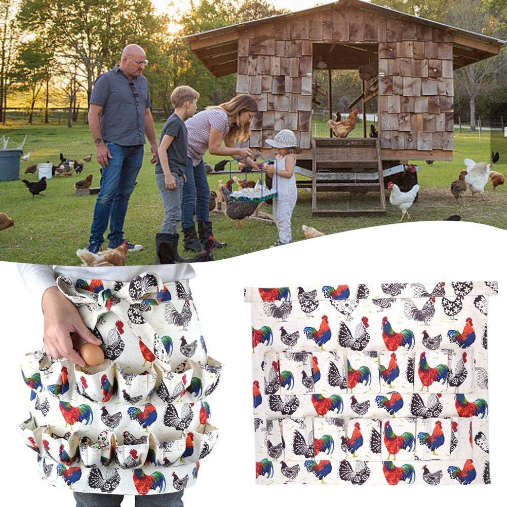 Hifuture Chicken Egg Apron Gathering Egg Apron With 12 Pockets, Egg Collecting Apron, Farmhouse Chicken Duck Goose Egg Collection Adult Egg Gathering Print Apron For Women Men elegance typical