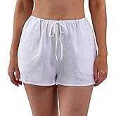 Amazhiyu Women's 100% Linen Lightweight Summer Casual Elastic Waist Comfy Shorts
