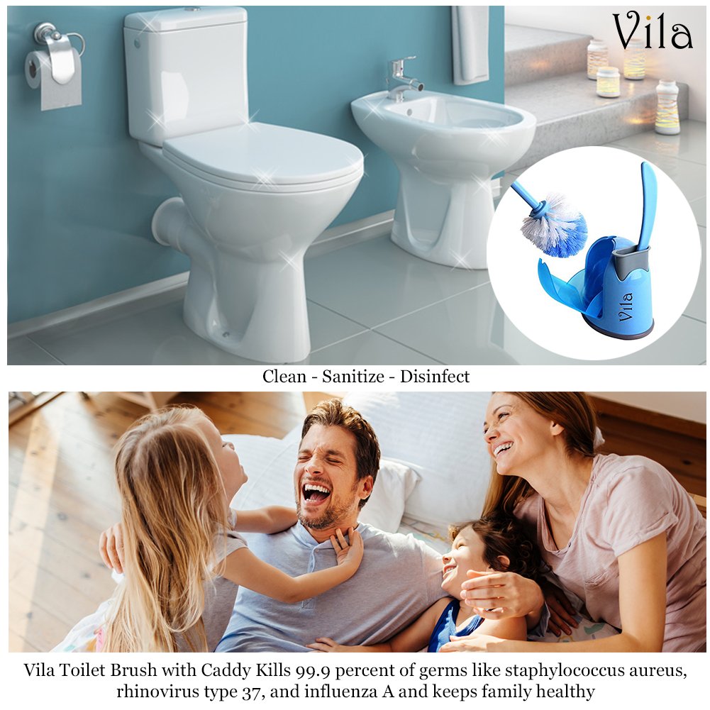 99.9% Germs Killer 2-in-1 Toilet Brush -- Big Brush to clean toilet - Small Brush to clean groove and corner - Supplementary Drip Tray for Drainage - Compact, easy storage Toilet Brush