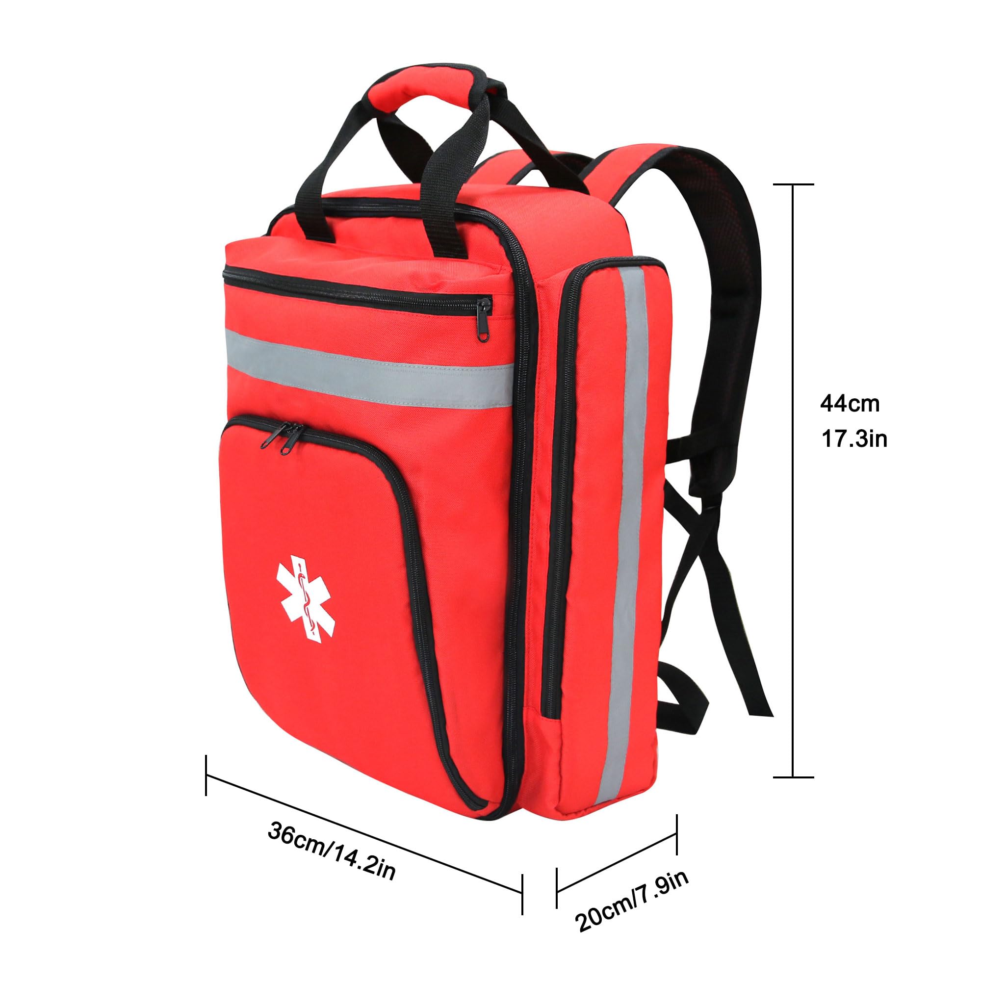 Condition photo showing New/Like New for mydays outdoor first aid medical backpack empty, ems emt emergency medical bag, trauma bag for campi