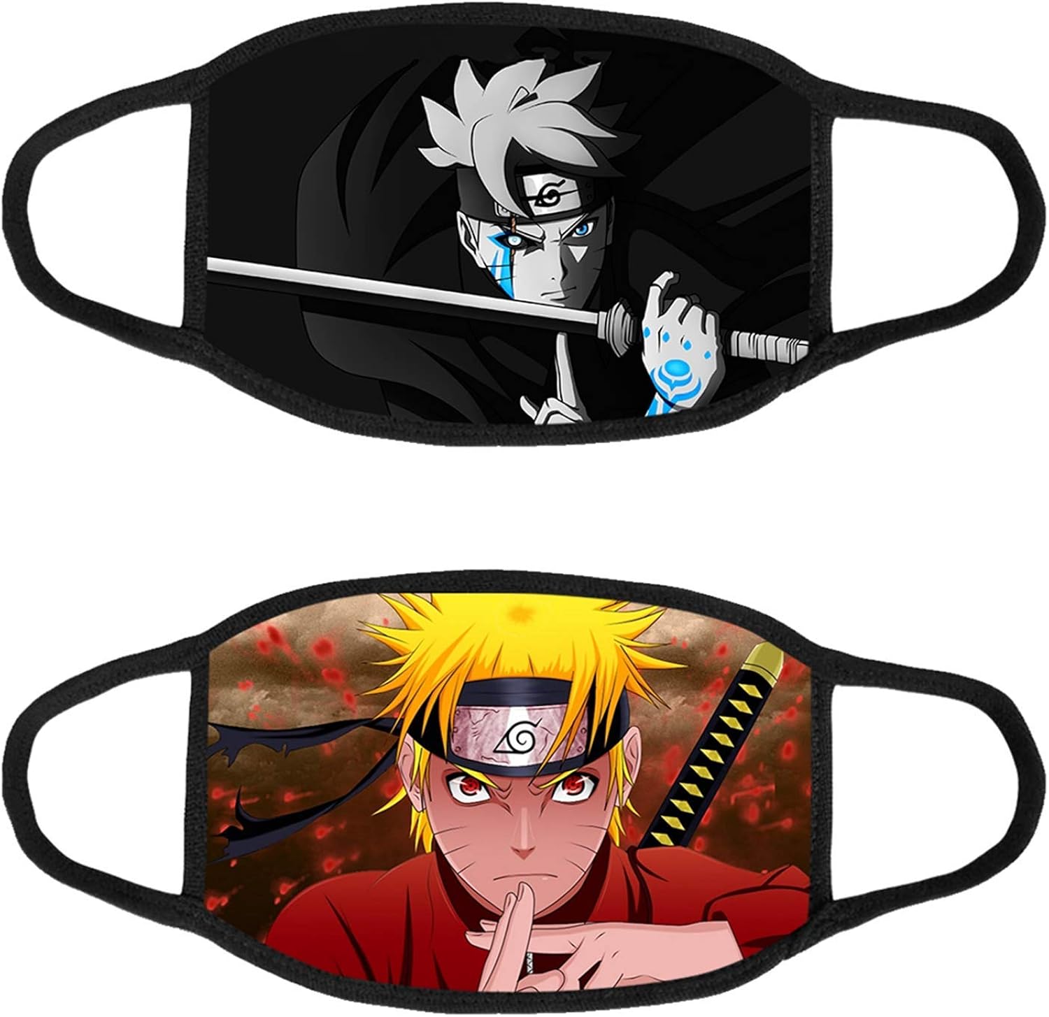 2Pcs Face_Mask Japanese Anime Masks Washable Reusable Black Mouth Cover