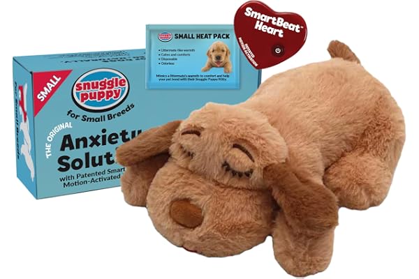 Snuggle Puppy Junior, Heartbeat Puppy Toy for Small Breeds, Smaller Plush Dog Toy with Real-Feel Pulse, Designed for Crate Us