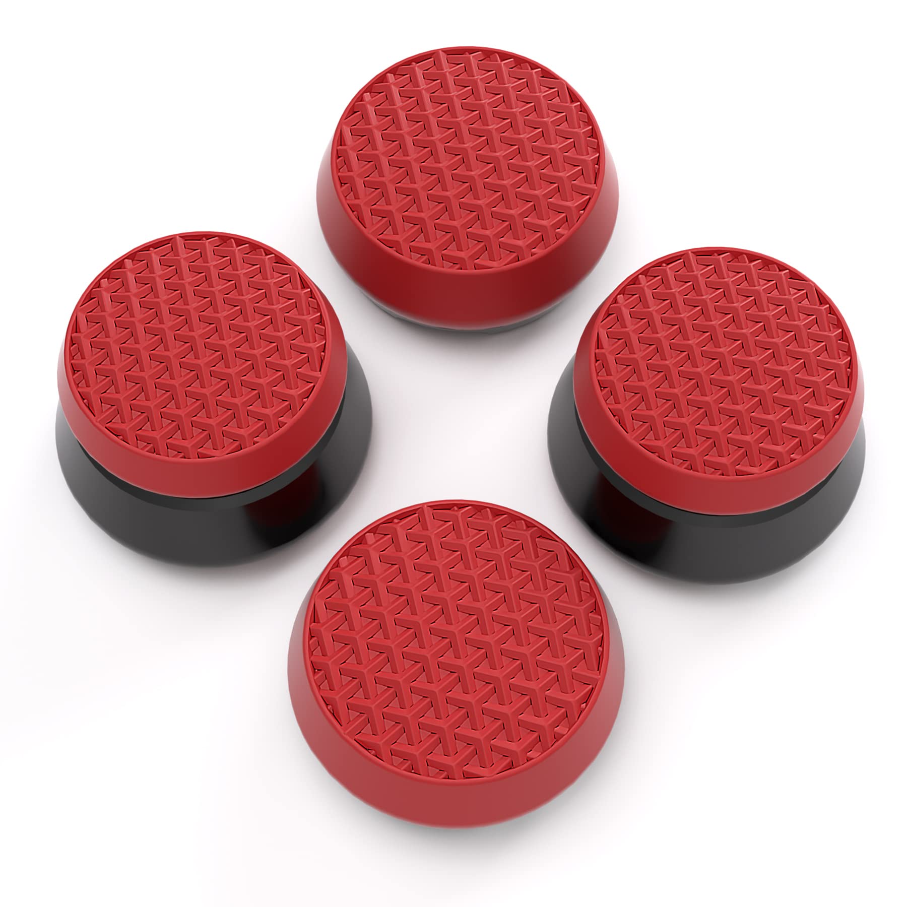 PlayVital Thumbs Pro ARMOR Thumbstick Extender for ps5 Controller, Joystick Caps Grip for ps5 Controller - 2 High Raise and 2 Mid Raise Dome - Scarlet Red & Black