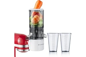 KITCHTREE Slow Cold Press Juicer Attachment for KitchenAid Stand Mixer, 4.2" Large Feed Chute Fit Whole Vegetables & Fruits, Masticating Juicer Attachment for KitchenAid, Easy to Clean