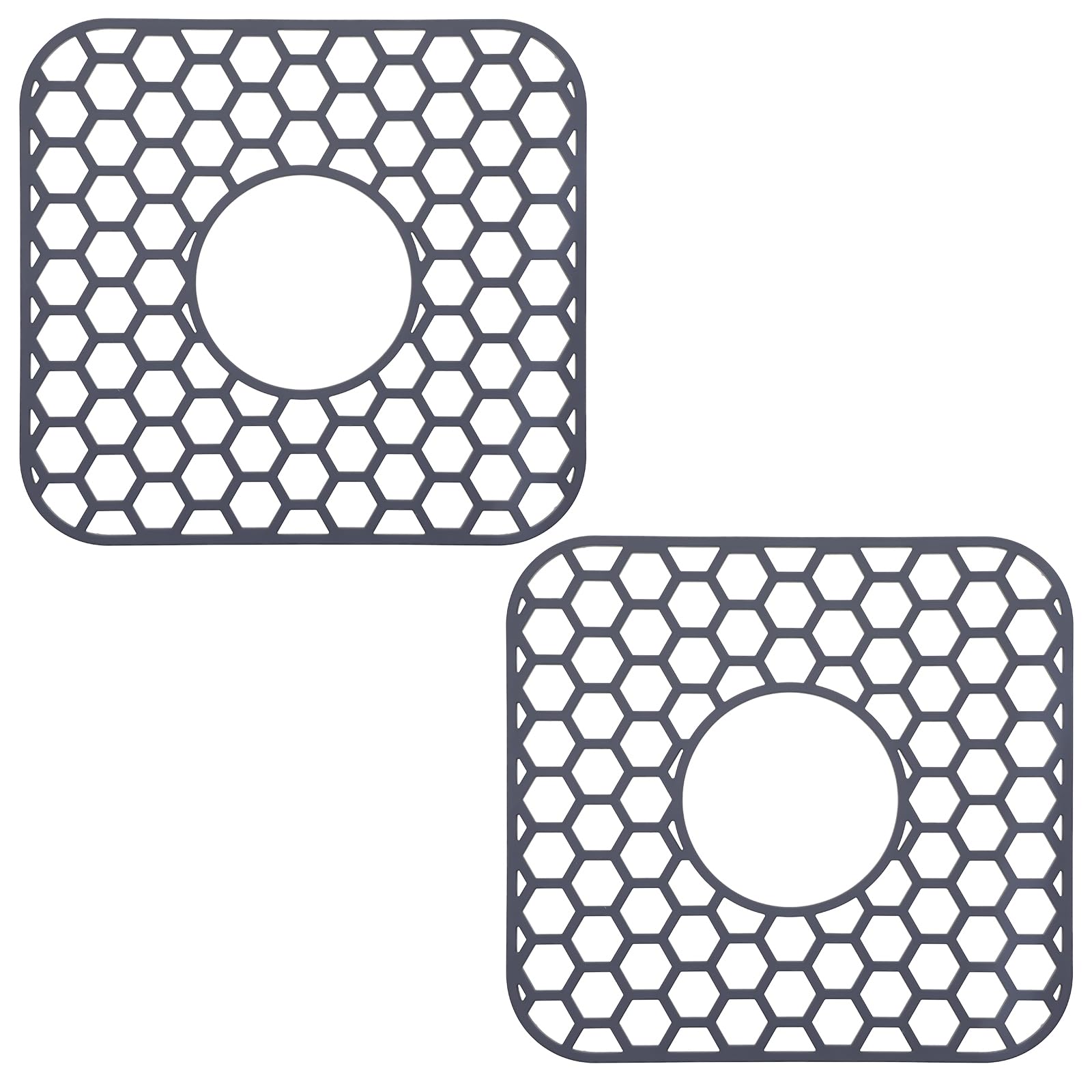 Photo 1 of 2 Pack Silicone Sink Protectors for Kitchen Sink with Center Drain Accessory, Non-Slip Heat-Resistant Mat for Bottom of Porcelain Stainless Steel, Dishwasher Safe