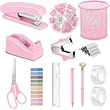 auroray 13 in 1 Pink Office Supplies, Pink Desk