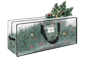 SeasonBliss Christmas Tree Storage Bag 7.5 ft, Heavy Duty Clear Tree Bag for Storage with Sturdy Zipper and Handles, Waterproof Xmas Tree Storage Bag for Various Scene Storage and Moving