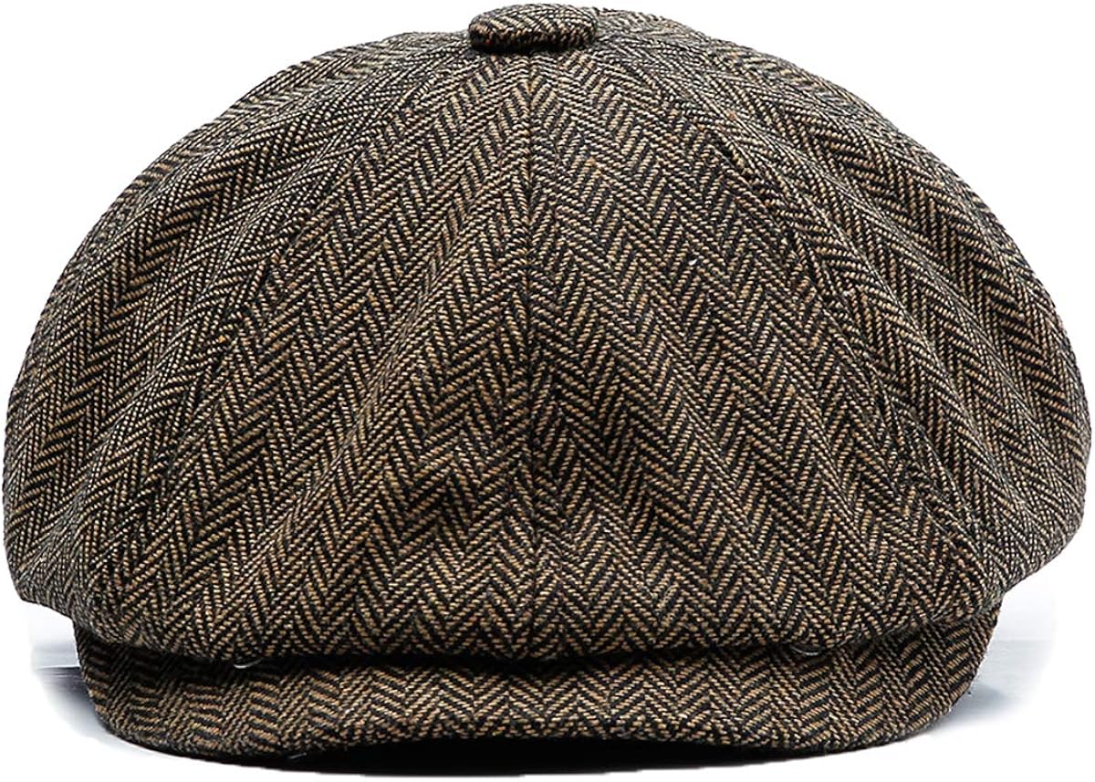KeepSa Newsboy Cap Baker Boy Hat Flat Caps 8 Panel Peaky Herringbone