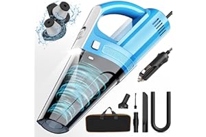 DRECELL Car Vacuum, Portable Car Vacuum Cleaner with 7000PA Suction, DC 12V High Power 16.4Ft Cord Wired Vacuum Cleaner for Car, LED Light, Lightweight, 0.33L Capacity, Storage Bag - Blue