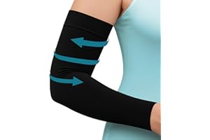 KEMFORD Compression Lymphedema Arm Sleeves for Women - 1 Pair, Black - Medical Arm Brace for Swelling, Edema, Circulation