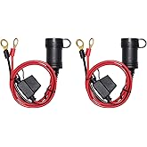 [2 PACK] 3FT 12V Female Socket Battery Eyelet Ring Terminal 12volt Extension Cord Outlet Adapter Plug Power Supply Car Electr