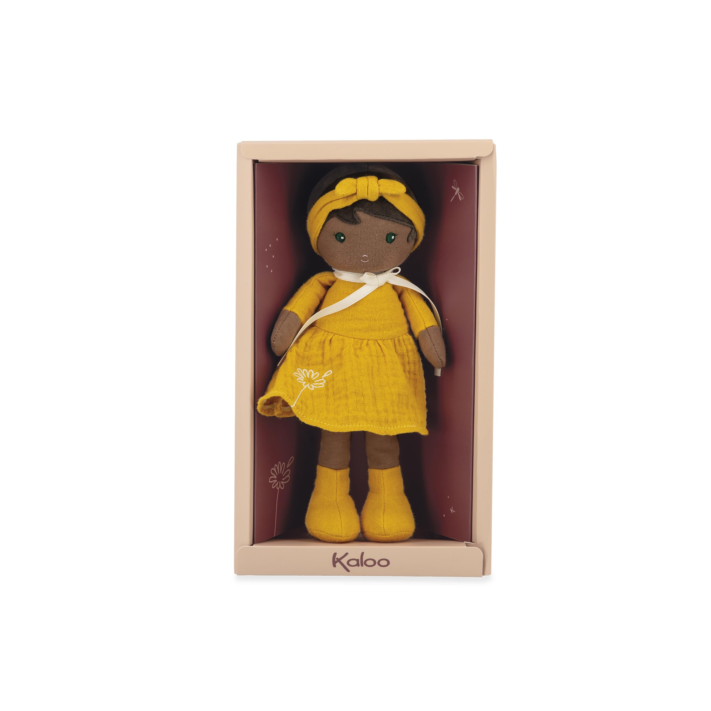 Kaloo - Tendresse - Naomie - My 1st Fabric Doll - 25 cm Fabric Doll - Yellow Dress - Pretty Gift Box and Customisable Ribbon - 0 Months +, K200008