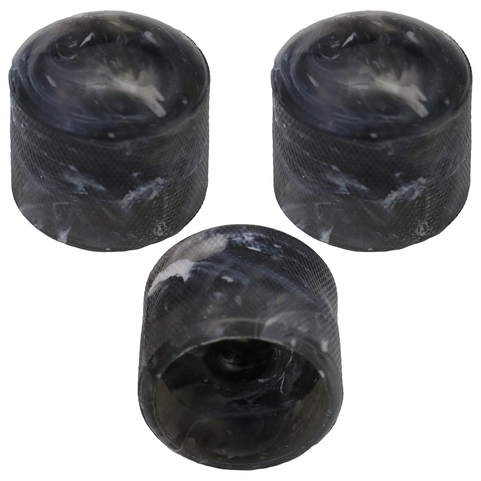 Pack of 3 6mm Round Hole Marbled Colour Domed Top Guitar Tone/Volume Control Knob (Black)