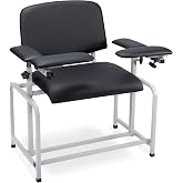 VivaComfort Black 500 lbs Weight Capacity Bariatric Wide Padded Blood Drawing Chair, Phlebotomy Chair with Adjustable Armrest, 35" H x 18" L x 29"W, Blood Draw Chair, Medical Chair
