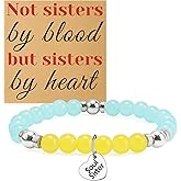 Sister Beads Bracelets for Women Best Friend Inspirational Gifts Soul Sister Friendship Stretch Beaded Bracelet Christmas Graduation Birthday Gift for Her Friend Stepsister Mothers Day Stretch Jewelry