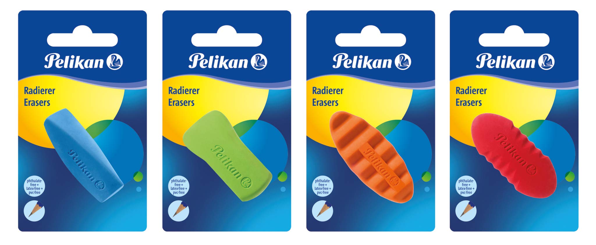 Pelikan 622613 Design Soft Eraser, 4 Different Colours and Shapes, No Selection Possible, 1 Piece