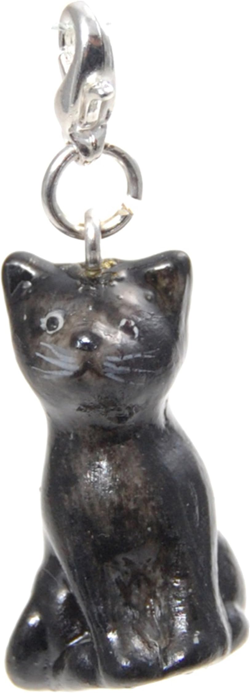 Miyabilondon Handmade Porcelain [Cat Black] Clip On Charm
