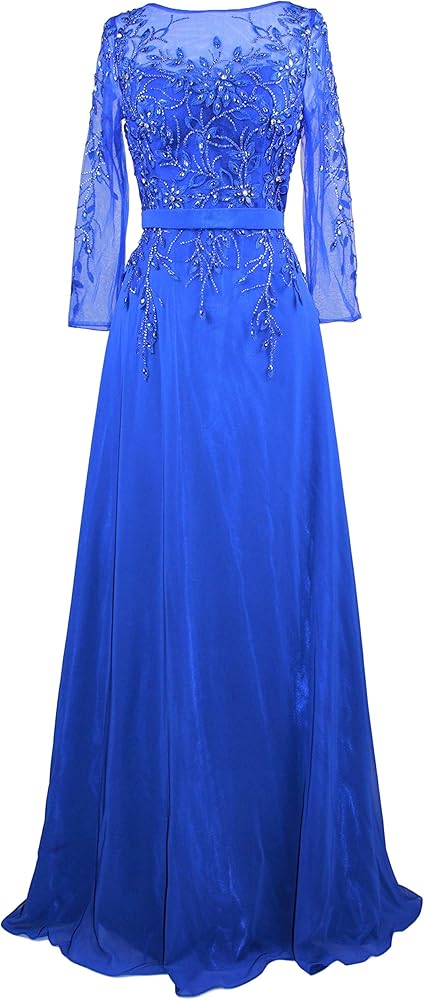 meier women's illusion long sleeve embroidery prom formal dress