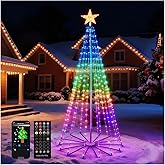 BAIRAYEN Smart Christmas Cone Tree Lights,8FT 340 LED Music Sync with Remote APP and Local Contorl,Color Changing Christmas Tree with led Lights Show for Indoor Outdoor Decorations