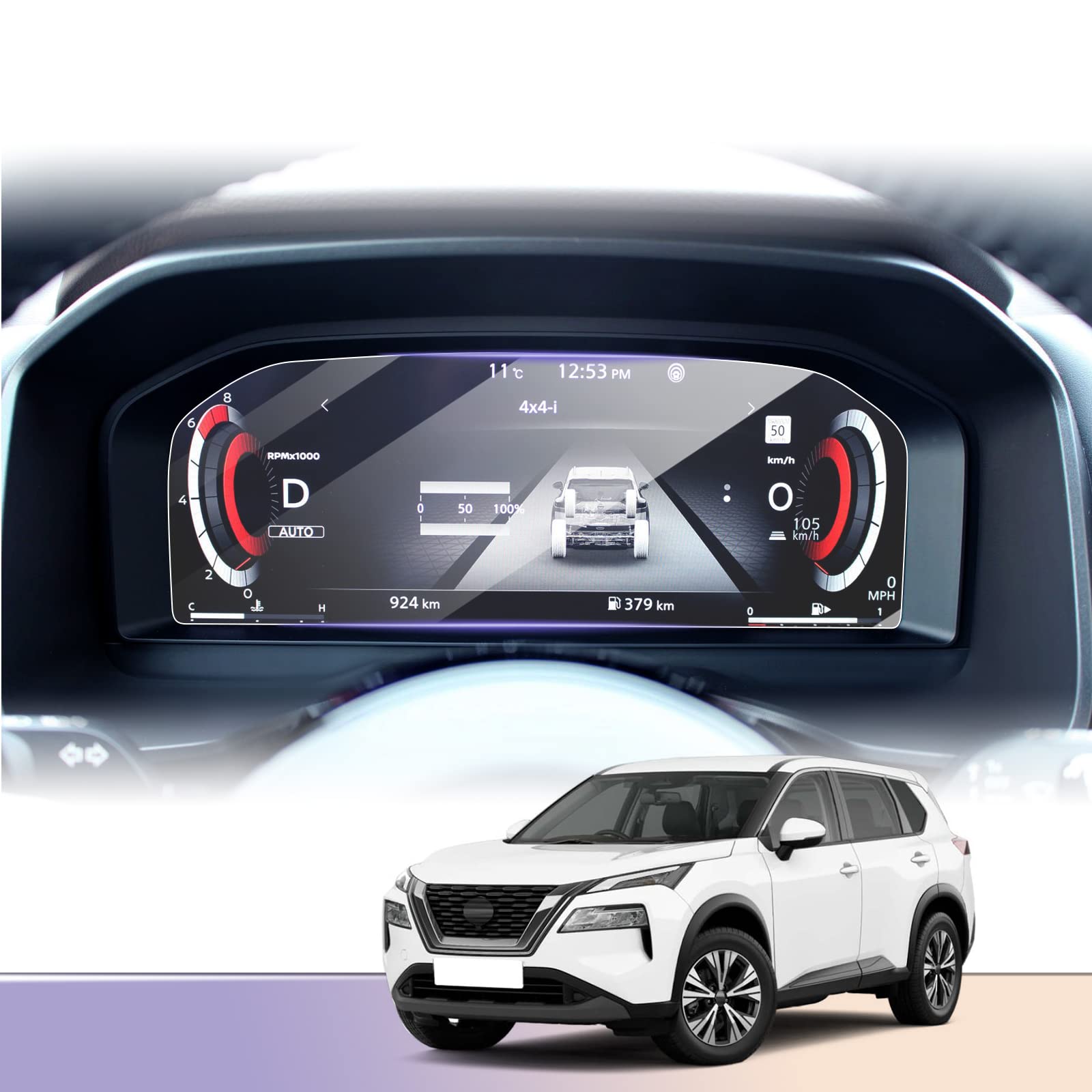 LUWU Compatible with Nissan Qashqai J12 e-Power/Juke 2024 Facelift/X-Trail T33 2023 2024 2025 TFT Digital Instrument Display 12.3" Screen Glass Protector Film 9H Anti-Scratch