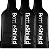 Reusable Wine Protector Travel Bag by Bottle Shield (3-pack) - Bubble Cushioning Wrap Suit - Unbreakable Bottle Sleeve, Leak Proof - Wine Tote Bags Accessory for Suitcase Luggage, Black