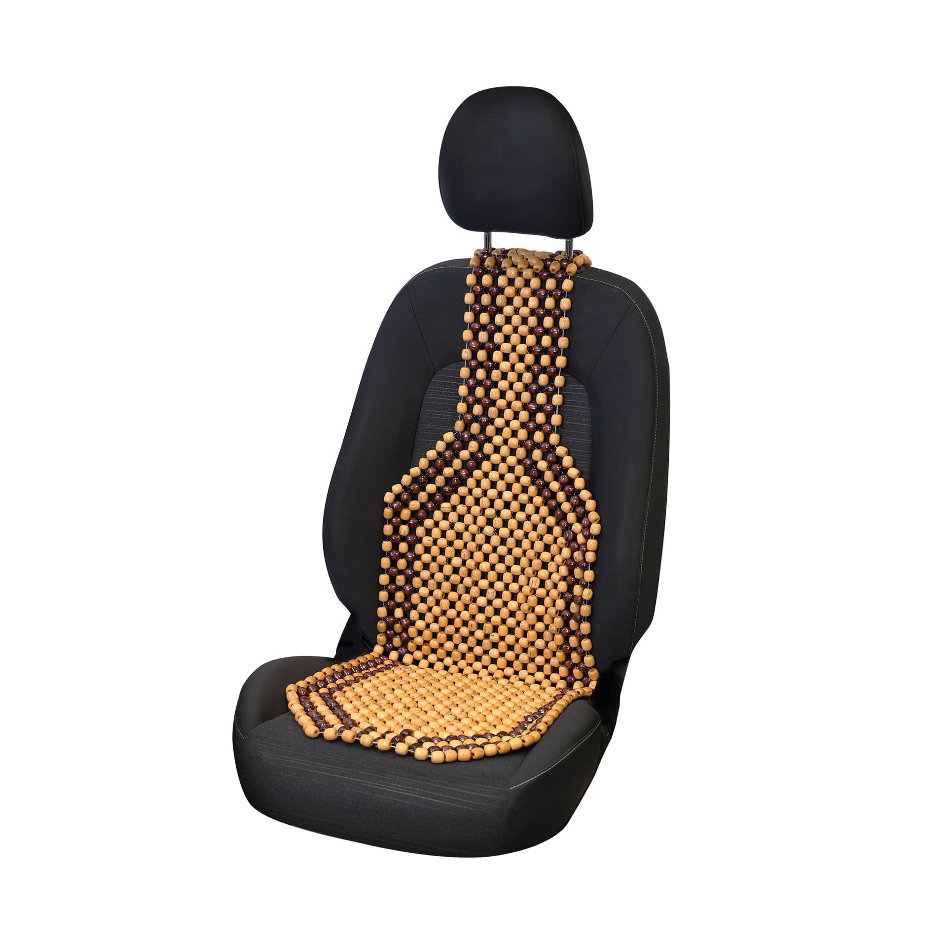 Carpoint 'Classic' 0323212 Car Seat Pad with Wooden Beads 139 x 45 cm, Light Brown