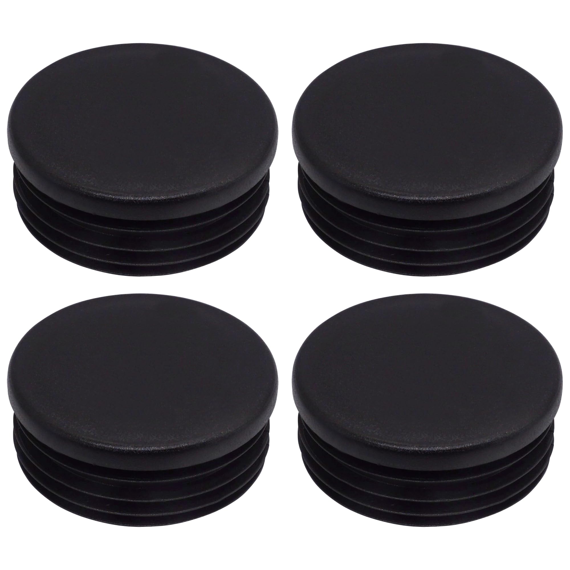 SKIR'CO (4 pcs) Round Tube Inserts 60 mm, Fence Post Plugs, Black Plastic Tube End Caps, Pipe Plugs, Black RAL 9005