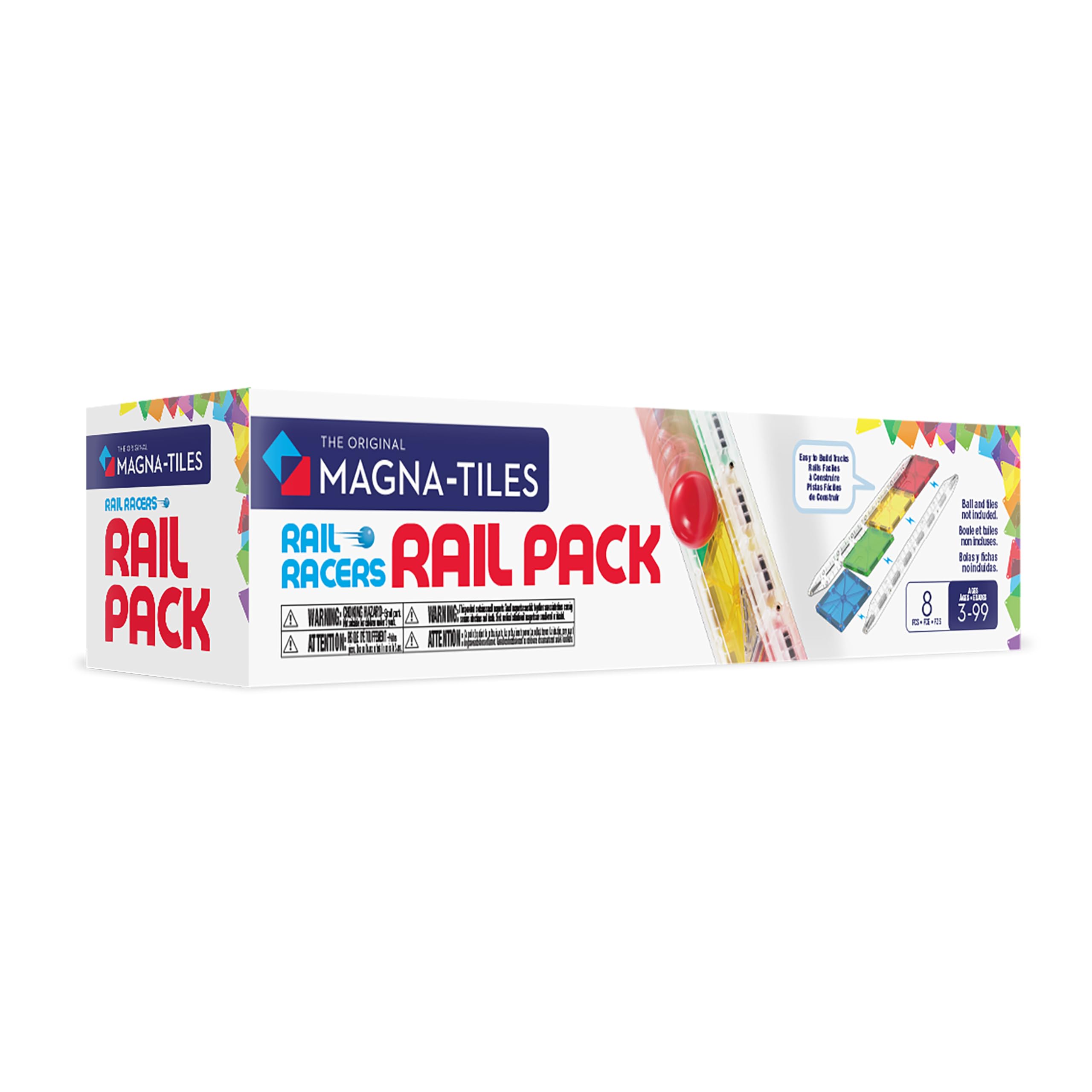 Magna-Tiles Rail Racers Rail Pack 8-Piece Magnetic Construction Set, The Original Magnetic Building Brand