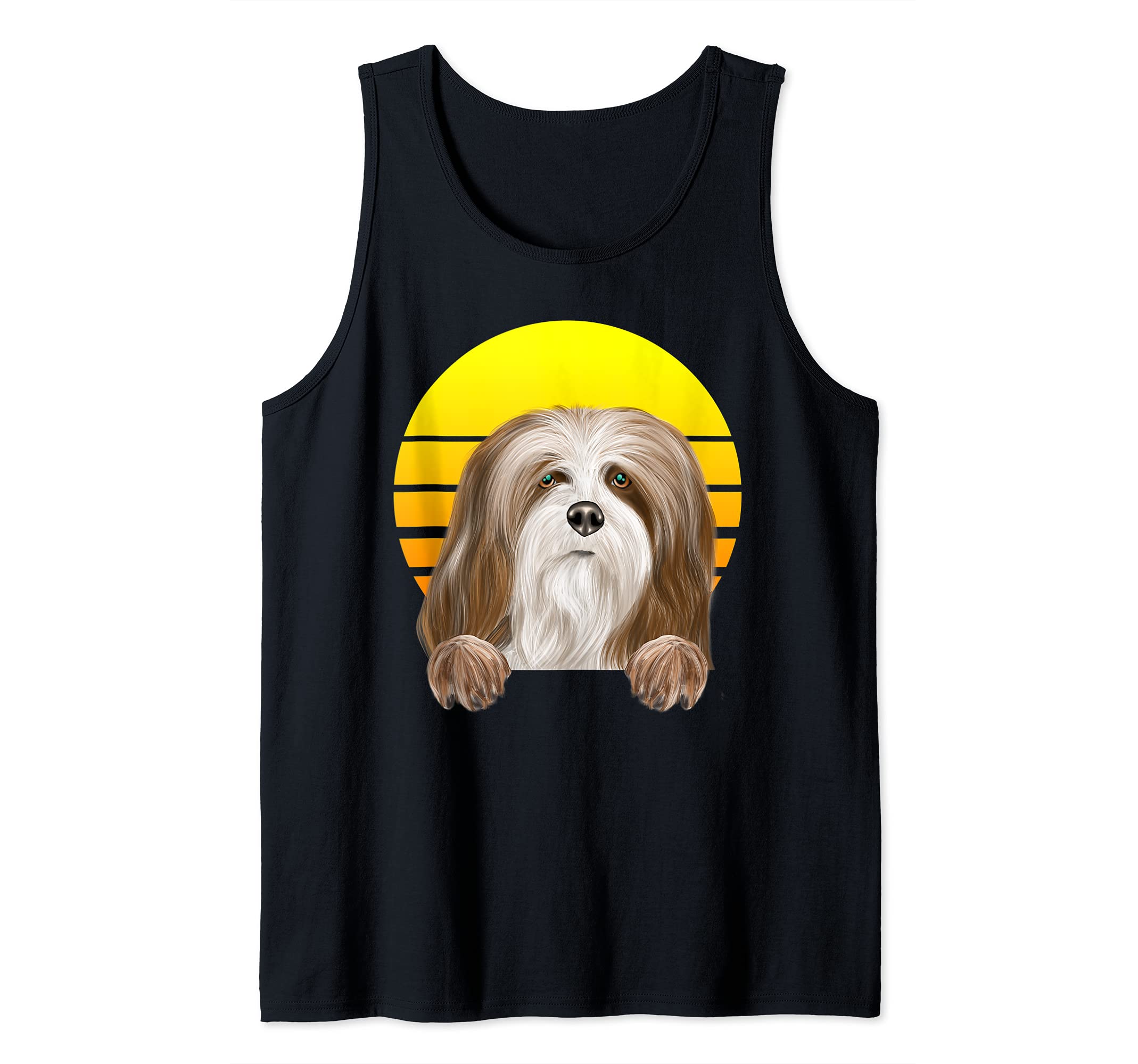 Vintage Sunset Lhasa Apsos Dog Lover Tank Top