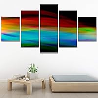 SIGNWIN 5 Panel Canvas Wall Art Modern Art Abstract Closeup Geometric Lights Mixed Media Modern Multicolor for Home Decorations Ready to Hang - 60