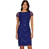 Adrianna Papell Womens Beaded Cocktail Dress