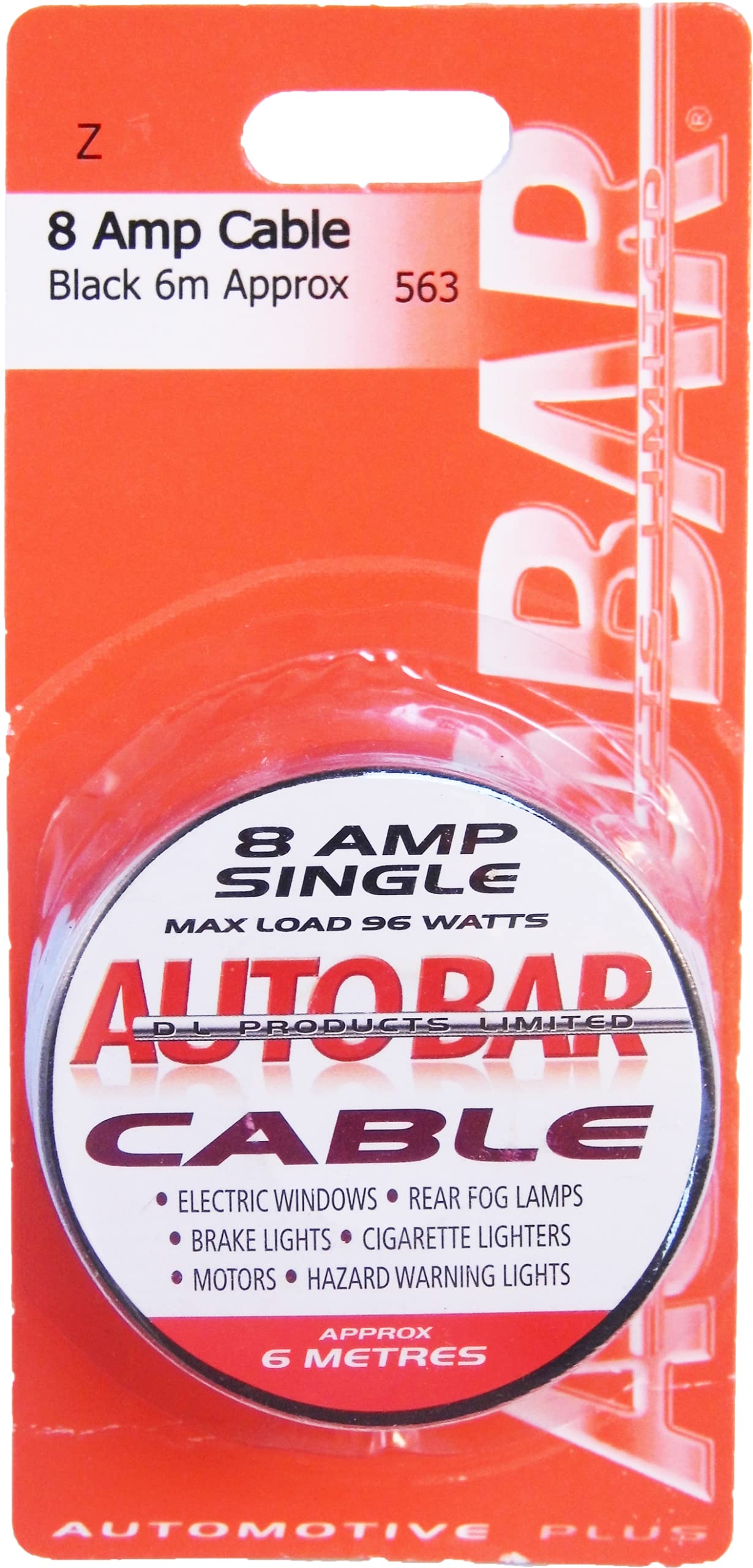 Autobar 563 Multi Purpose Electrical Cable 8 Amp 6m Black Electrical Wire