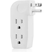 3 Way Outlet Vertical Wall Tap Splitter Adapter with 3 Prong Plug for Behind Furniture, Hard Plastic,UL Listed,1PK…
