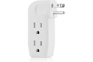 3 Way Outlet Vertical Wall Tap Splitter Adapter with 3 Prong Plug for Behind Furniture, Hard Plastic,UL Listed,1PK.