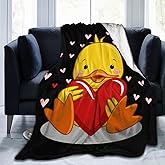Perinsto Cute Duck with Heart Throw Blanket Ultra Soft Warm All Season Decorative Fleece Blankets for Bed Chair Car Sofa Couch Bedroom 80"X60"