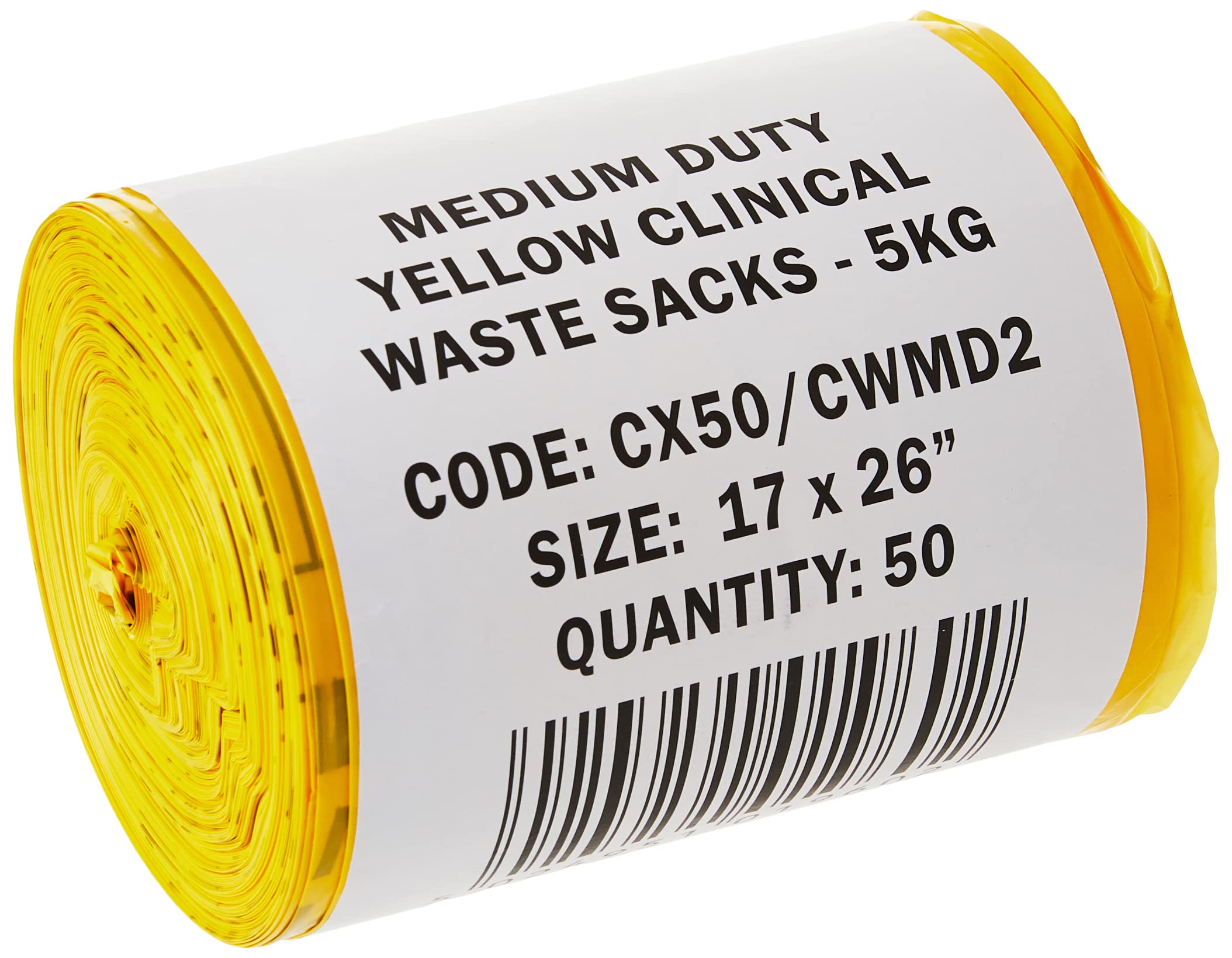 Hanfare CX50/CWMD2 Clinical Waste Bag, Medium Duty, Yellow (Pack of 50)